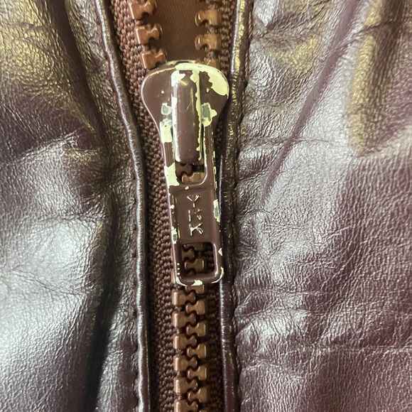 Brown leather zip front bomber jacket size 38 - Picture 5 of 16